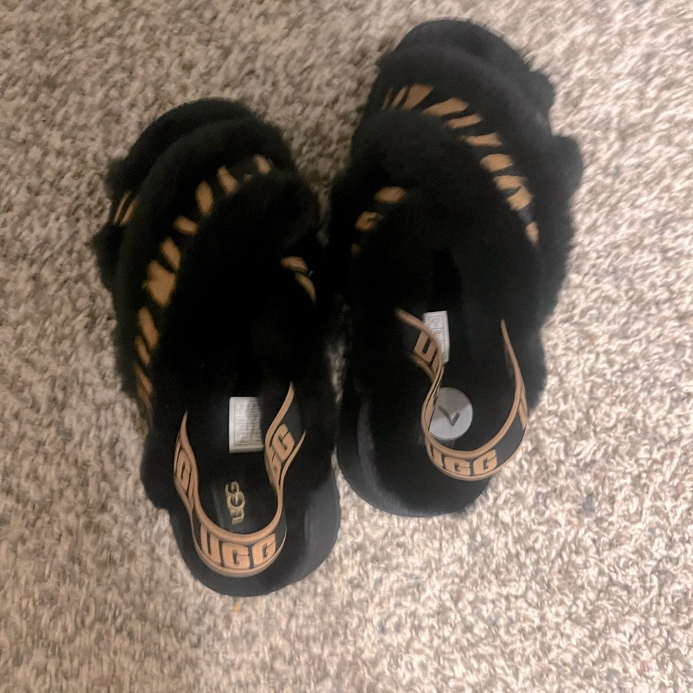 Ugg sandals, size 7, black , & tan